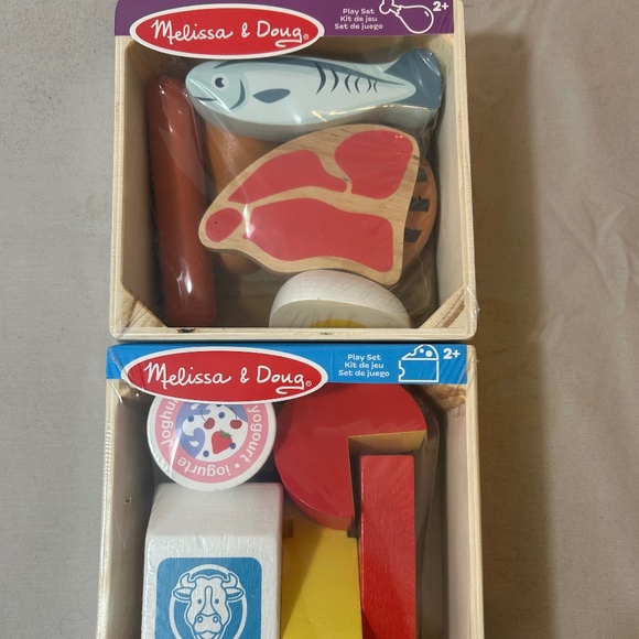 NEW | Melissa and Doug Real Wood Toy Food Play Set‎ of 2 - Picture 1 of 4